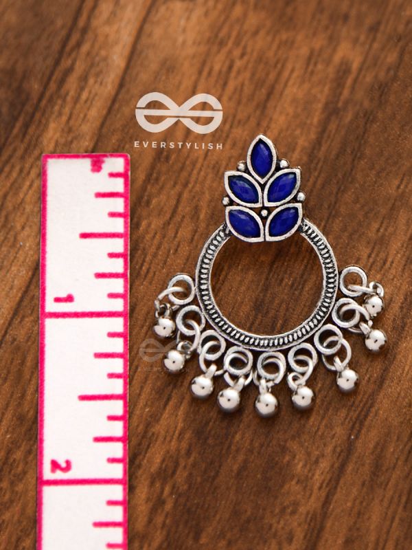A touch of Bohemian Elegance (Sapphire Blue) - Embellished Oxidised Earrings