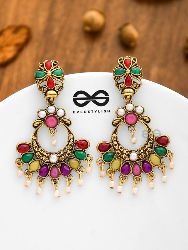 A Colourful Intricacy - Golden Boho Earrings
