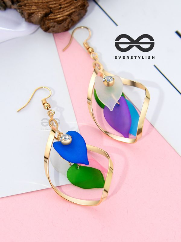 The Petals in a Twist (Multicoloured) - Golden Casual Danglers