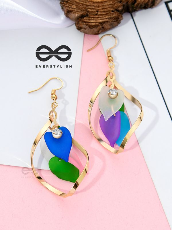 The Petals in a Twist (Multicoloured) - Golden Casual Danglers