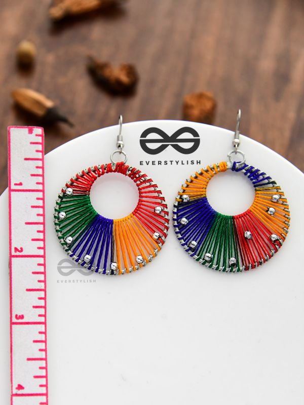 A Handwoven Delight - Multicoloured Handicraft Earrings