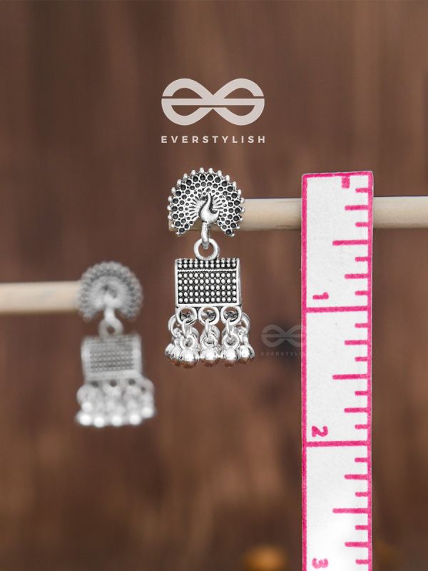 The Fanning Peacock Cylindrical Jhumkis - Tiny Trinket Collection