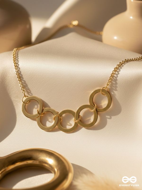 The Elegant Luxury - Golden Statement Neckpiece With Anti-Tarnish Coating 