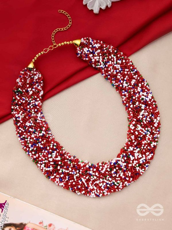 The Beauteous Braided Criss-Cross Beaded Necklace (Multicoloured)
