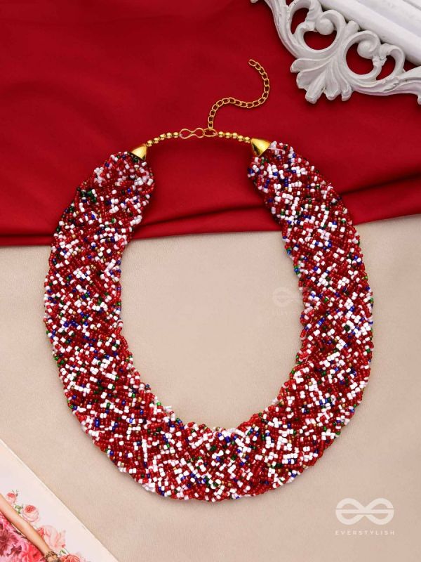 The Beauteous Braided Criss-Cross Beaded Necklace (Multicoloured)