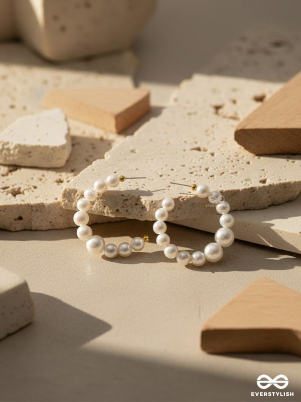 The Pearls of Goodness- Statement Half Hoops 