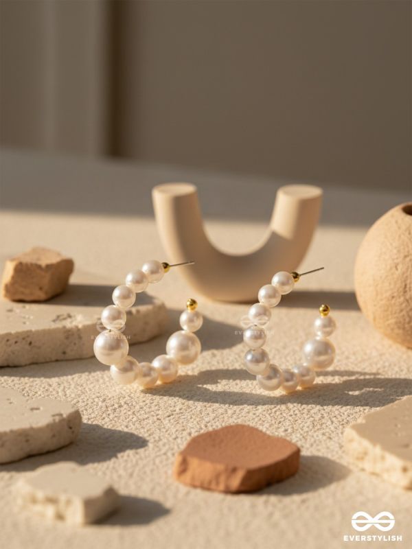 The Pearls of Goodness- Statement Half Hoops 