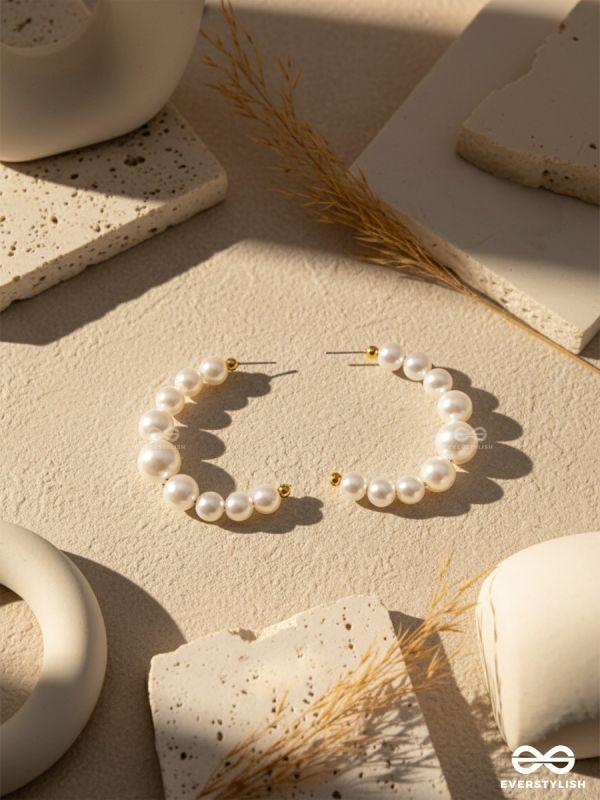The Pearls of Goodness- Statement Half Hoops 