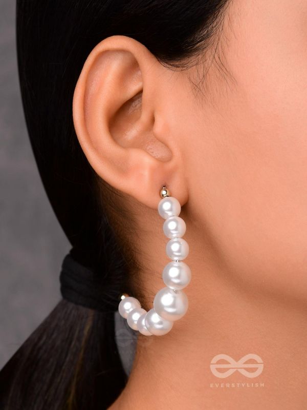 The Pearls of Goodness- Statement Half Hoops 