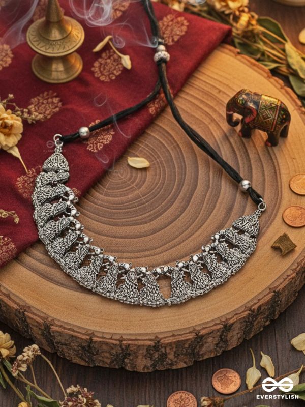 The Peaceful Peacocks - Oxidised Boho Choker