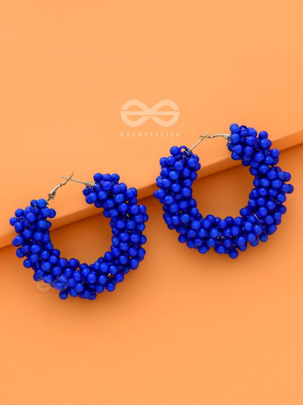A Glimmer of Shimmer - Playful Embellished Hoops (Royal Blue)