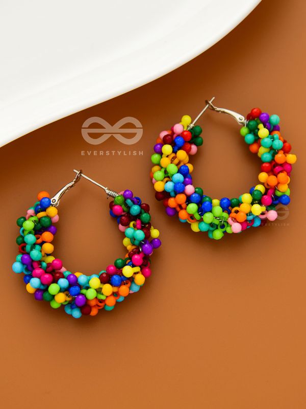 A Glimmer of Shimmer - Playful Embellished Hoops (Multicoloured)