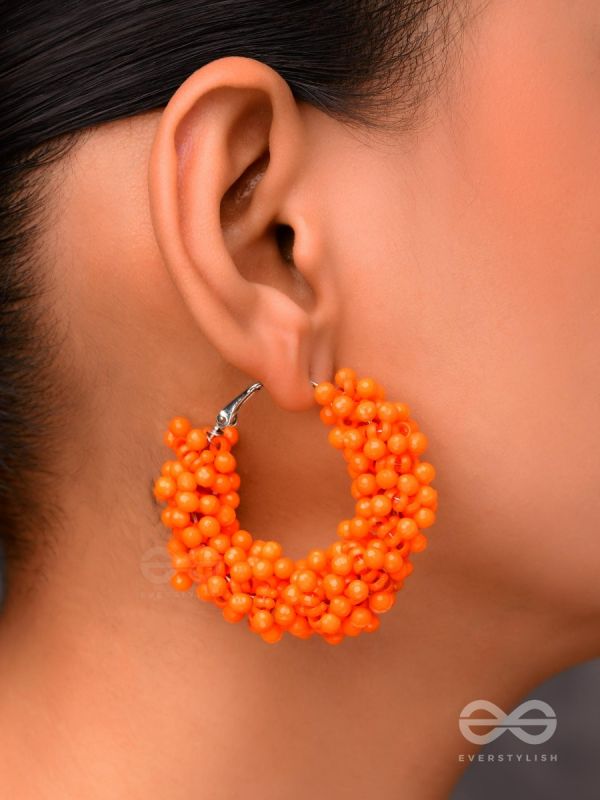 A Glimmer of Shimmer - Playful Embellished Hoops (Orange)
