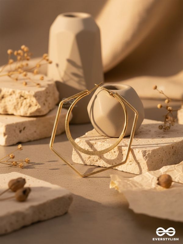 The Layered Geometry - Golden Statement Hoops