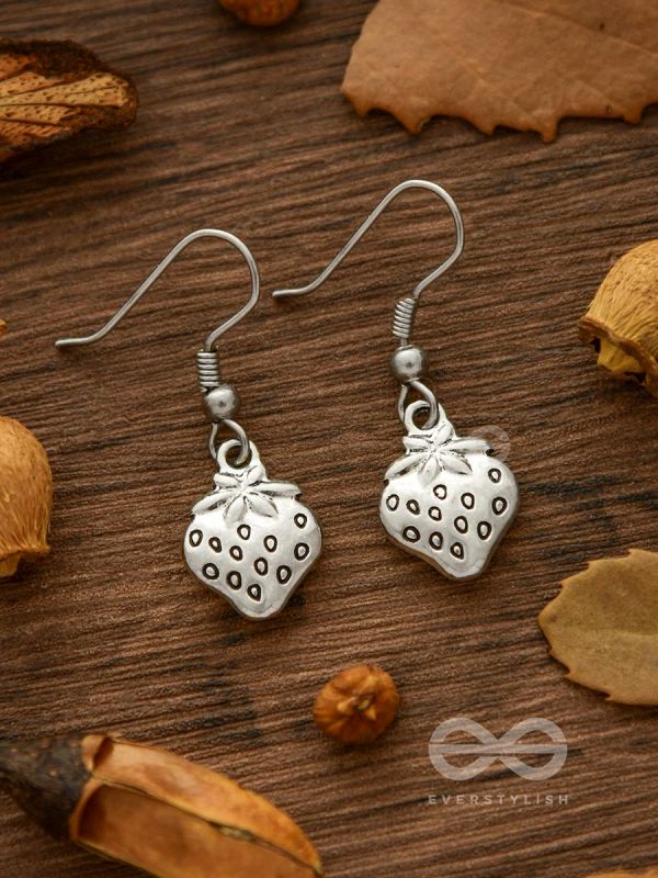 Very Berry Oxidised Danglers - Tiny Trinket Earrings