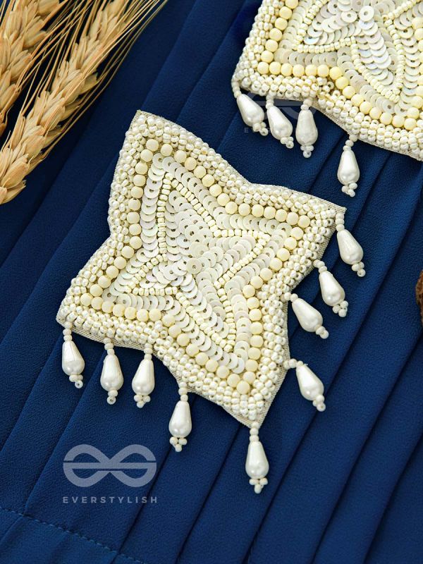 The Royal Pearl Delight - Embroidered Statement Stud Earrings