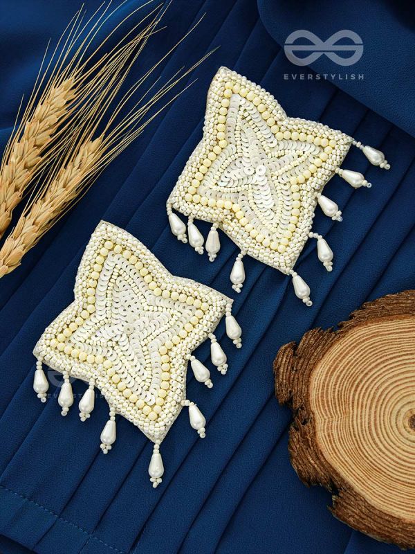 The Royal Pearl Delight - Embroidered Statement Stud Earrings