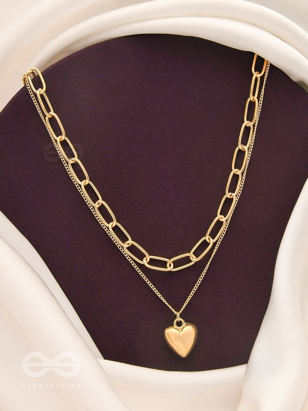 Lock Me In Your Heart - Golden Layered Statement Neckpiece With Anti-Tarnish Coating 