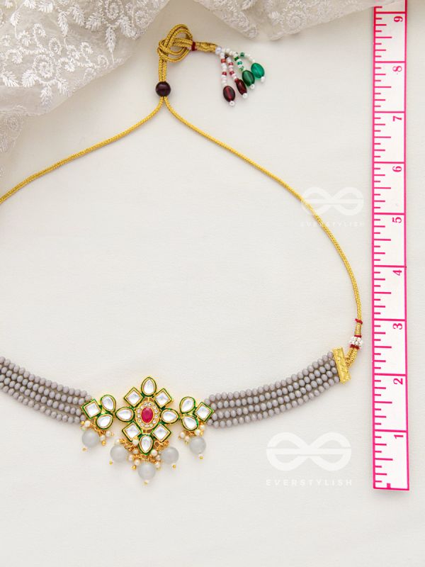 The Magical Mystique - Set of Statement Earrings and Choker (Grey)