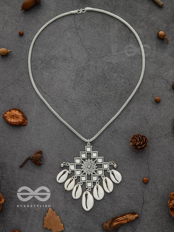 The Shell-Shocked Geometry - Silver Statement Oxidised Neckpiece