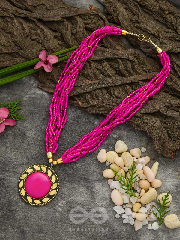 The Timeless Elegance- Beautiful Beaded Neckpiece (Magenta)
