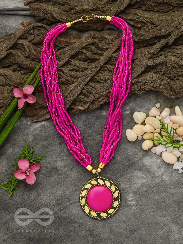 The Timeless Elegance- Beautiful Beaded Neckpiece (Magenta)