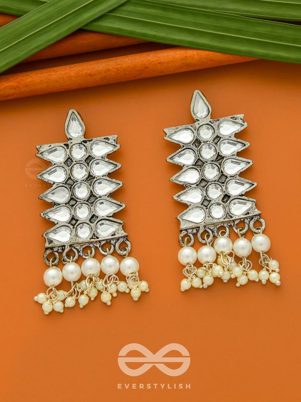 The Pristine Pine- Oxidised Enamelled Earrings