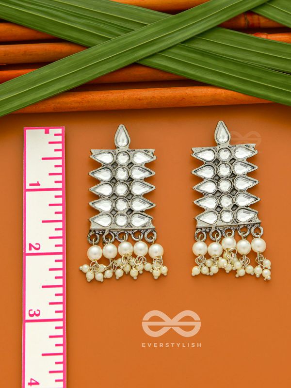 The Pristine Pine- Oxidised Enamelled Earrings