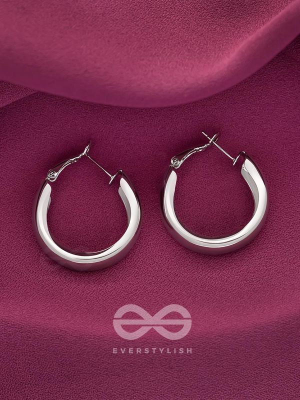 Twinkling Orbits- Silver Hoop Earrings