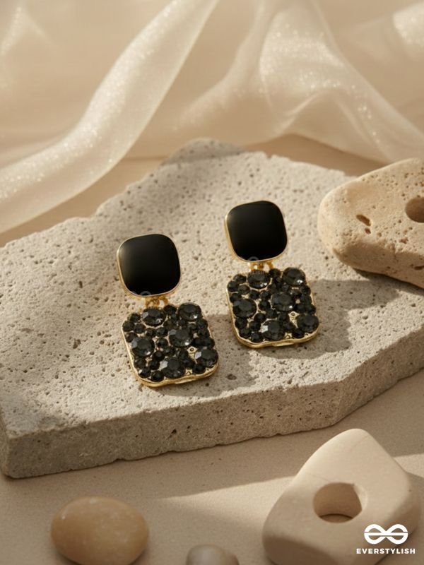 The Ebony Mystique- Stunning Embellished Earrings