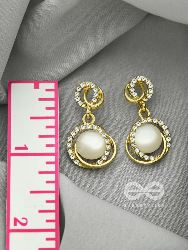 The Moonshine- Golden Rhinestones and Pearl Earrings