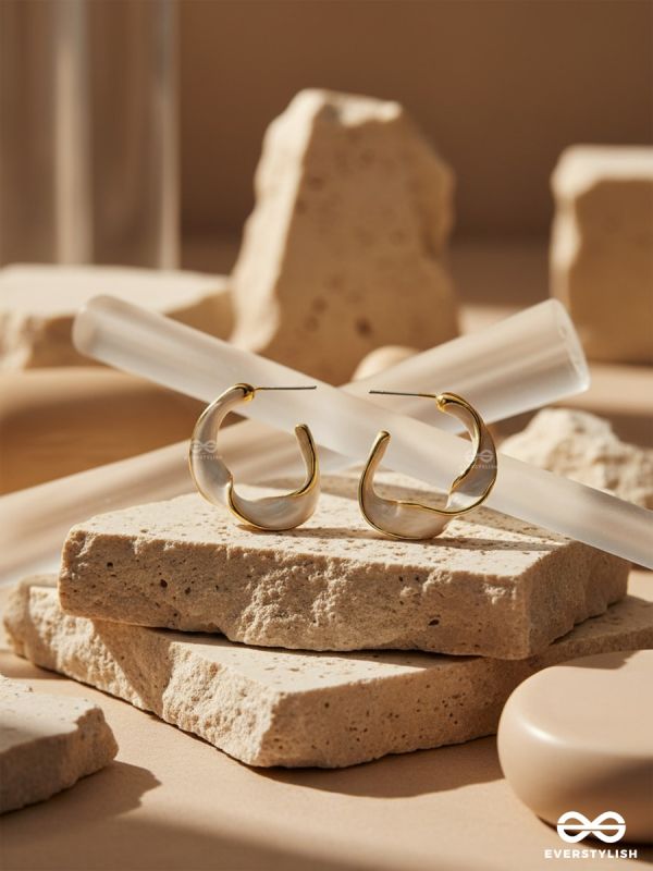 The Twisted Crescent- Classy Golden Earrings (Porcelain White)