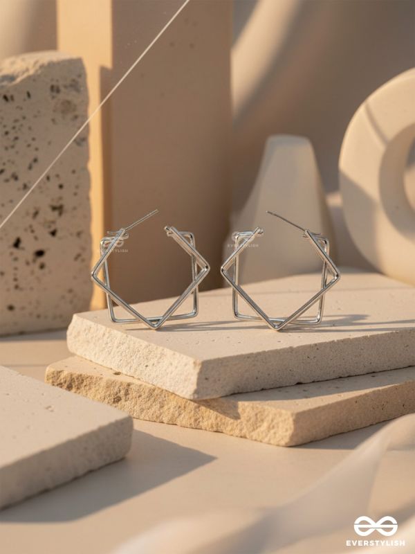 The Jumbled Squares- Chic Silver Earrings