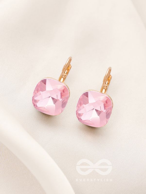 The Ice Cube- Crystal Golden Earrings (Lavender)