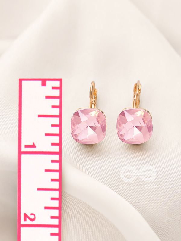 The Ice Cube- Crystal Golden Earrings (Lavender)