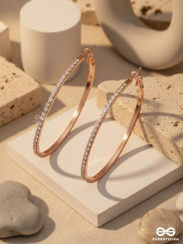 The Ring of Light- Rose Gold Rhinestones Hoop Earrings