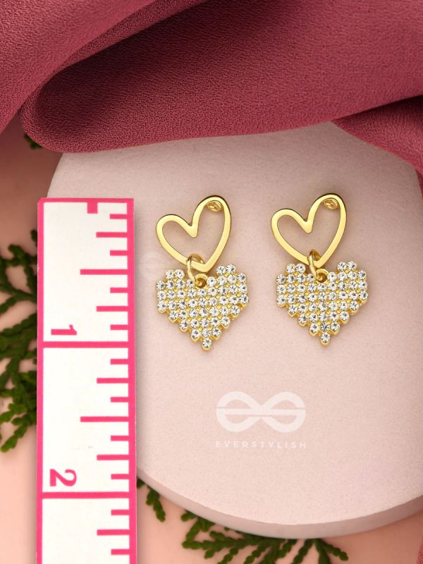 HEART-EYES- CLASSY GOLDEN RHINESTONES EARRINGS