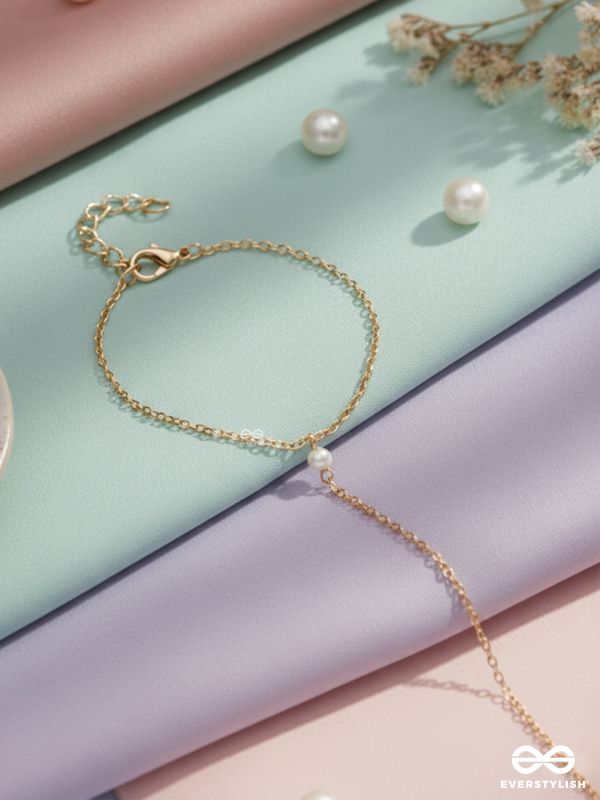 Pearl Around- Hand Harness Golden Pearl Bracelet