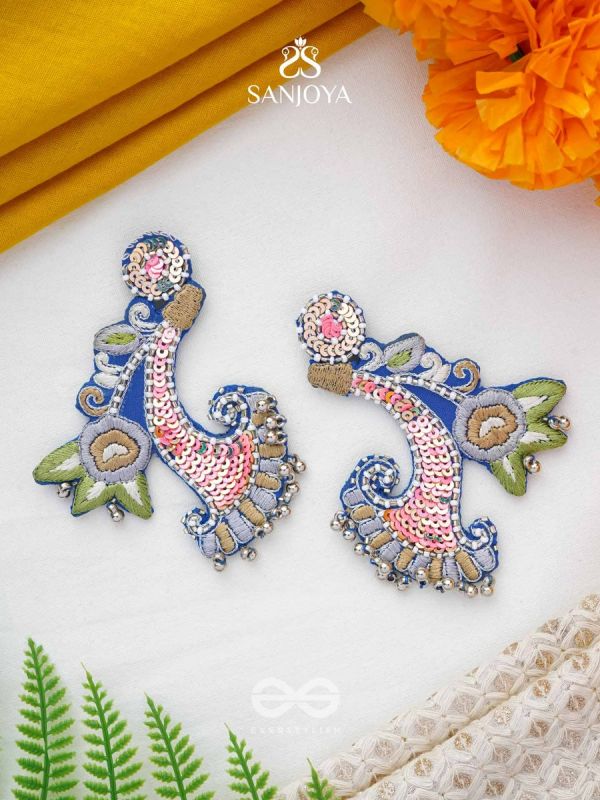 Alankar - The Decorated - Sequins, Beads And Resham Hand Embroidered Earrings (Multicolor)