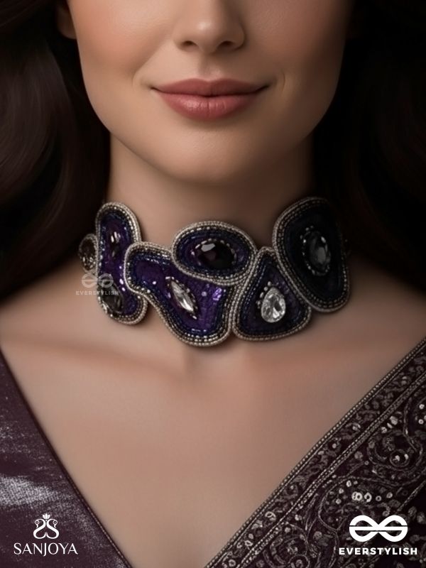 Kimaya - The Divine - Sequins, Cutdana And Stone Hand Embroidered Choker Neckpiece