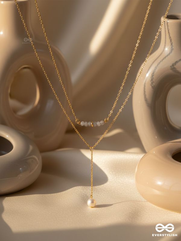 The Drowned Moon- Golden Pearl Layered Necklace With Anti-Tarnish Coating 