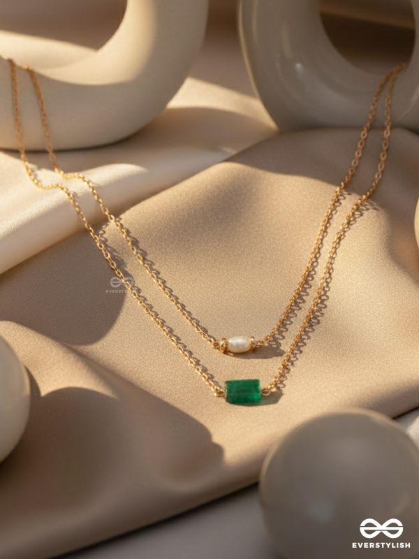 The Jade Shadow- Golden Layered Necklace With Anti-Tarnish Coating 