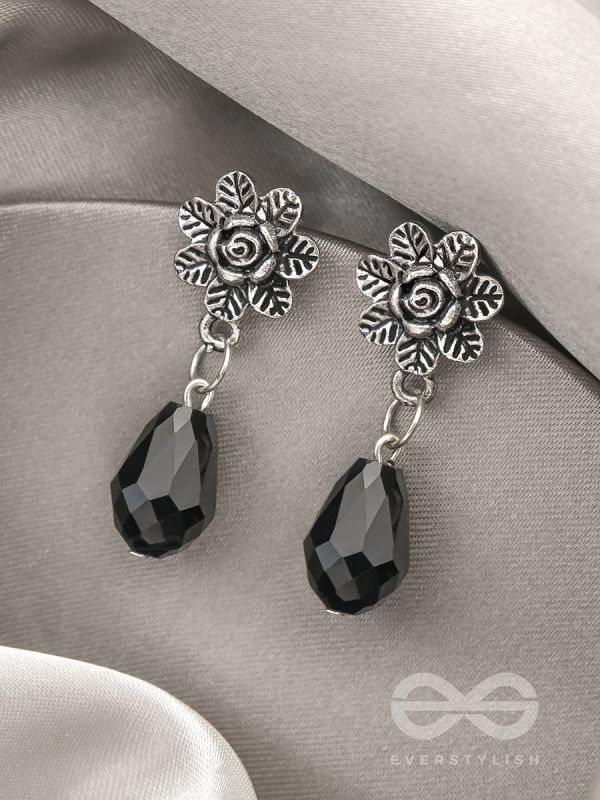 The Frosted Flower- Tiny Trinket Earrings (Ebony Black)