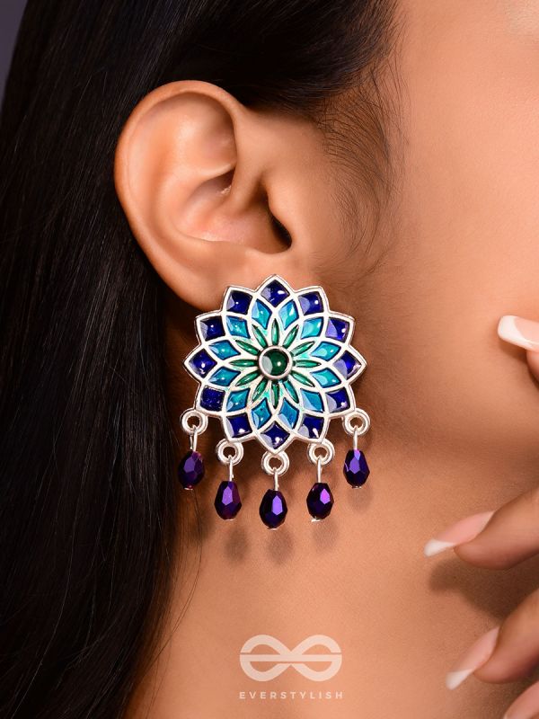 The Midnight Sun- Silver Enamelled Earrings