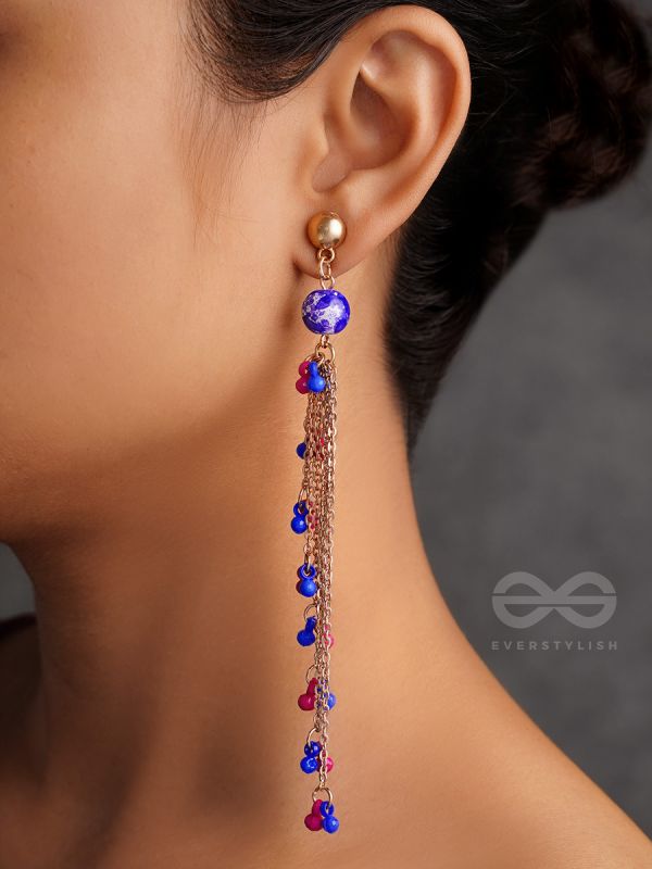 The Celestial Showers- Golden Embellished Earrings