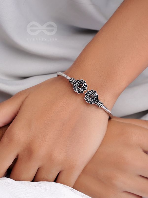 Full Bloom - Oxidised Bangle Bracelet