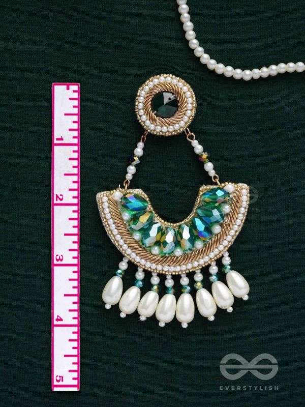 SHRINGA- THE BEAUTIFUL CRESCENT- PEARLS AND STONES EMBROIDERED EARRINGS
