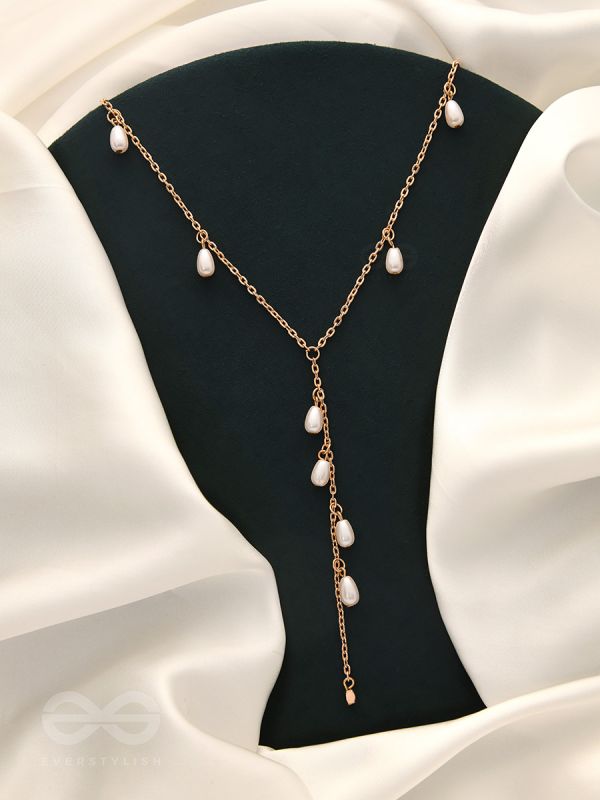 The Daisy Branch- Golden Pearl Necklace With Anti-Tarnish Coating 