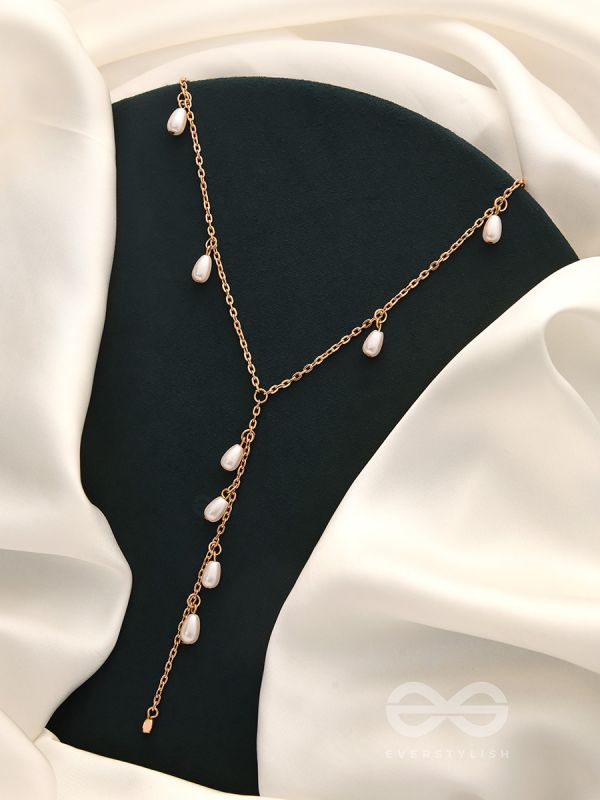 The Daisy Branch- Golden Pearl Necklace With Anti-Tarnish Coating 