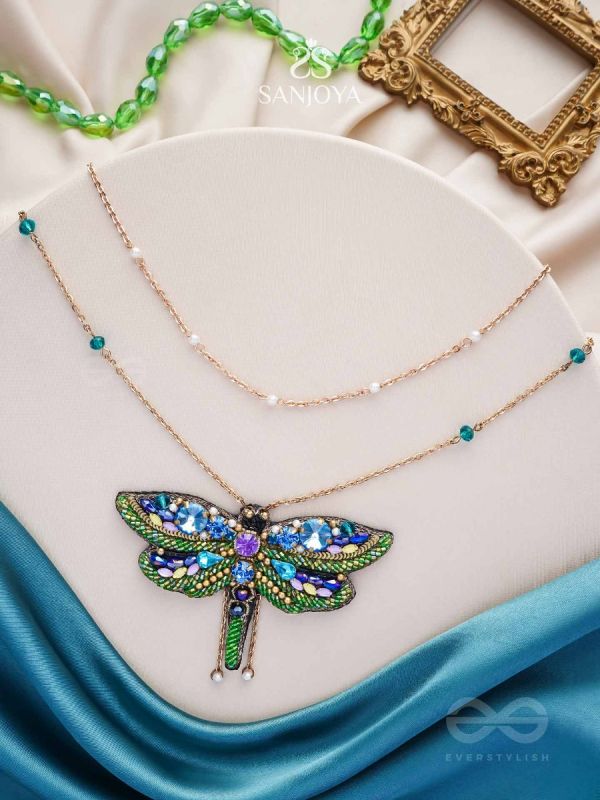 Chitrang- The Colorful Butterfly - Stones And Sequins Embroidered Necklace With Anti-Tarnish Coating 